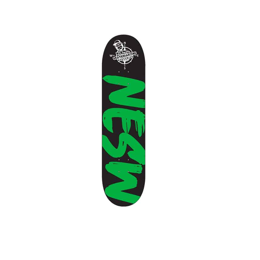 NESW Black/Green Script Skateboard Deck