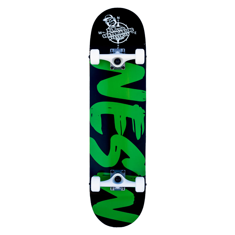 NESW Black/Green Script Skateboard Complete